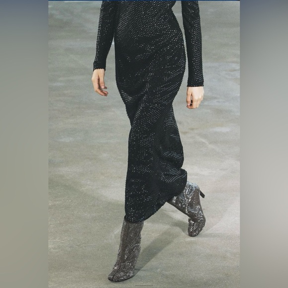 NWT Zara ZW Collection Rhinestone High Heeled Boots size 38 - Picture 4 of 15